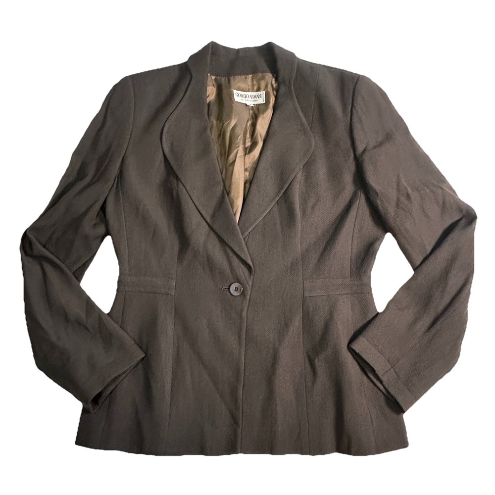 Giorgio Armani Le Collezioni Women's Chocolate Brown Blazer Wool‎ Blend 12